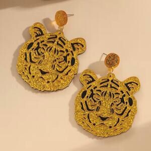 Glitter Tiger Drop Earrings Cincinnati Bengals*